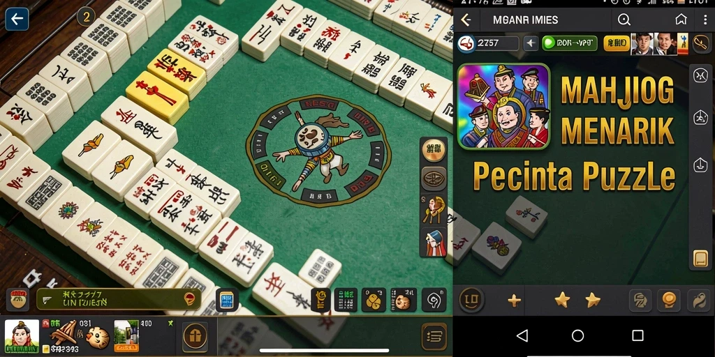 Screenshot gameplay Mahjong yang penuh warna dan menantang.