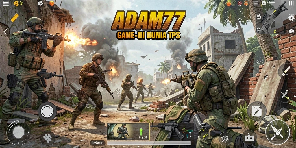 Tampilan gameplay seru di ADAM77 dengan aksi tembak-menembak.