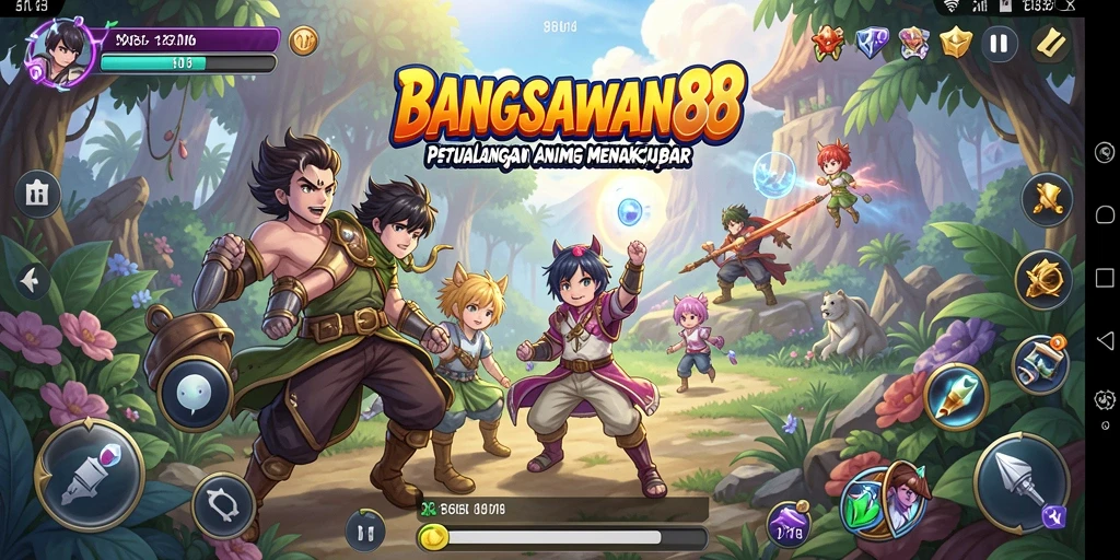 Tampilan gameplay BANGSAWAN88 dengan karakter anime yang penuh aksi.