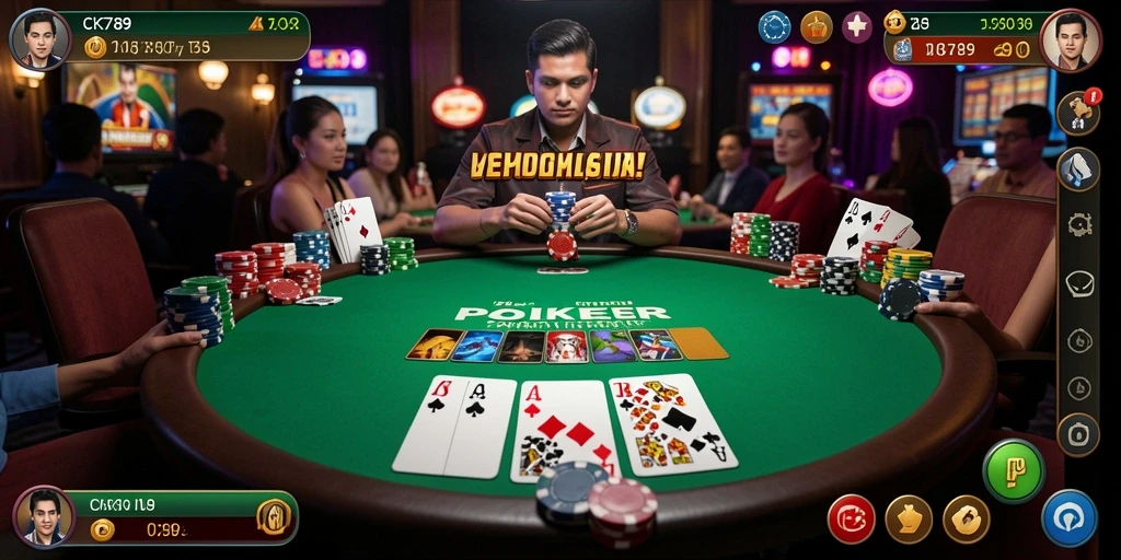 Tampilan gameplay poker yang mendebarkan di CK789.