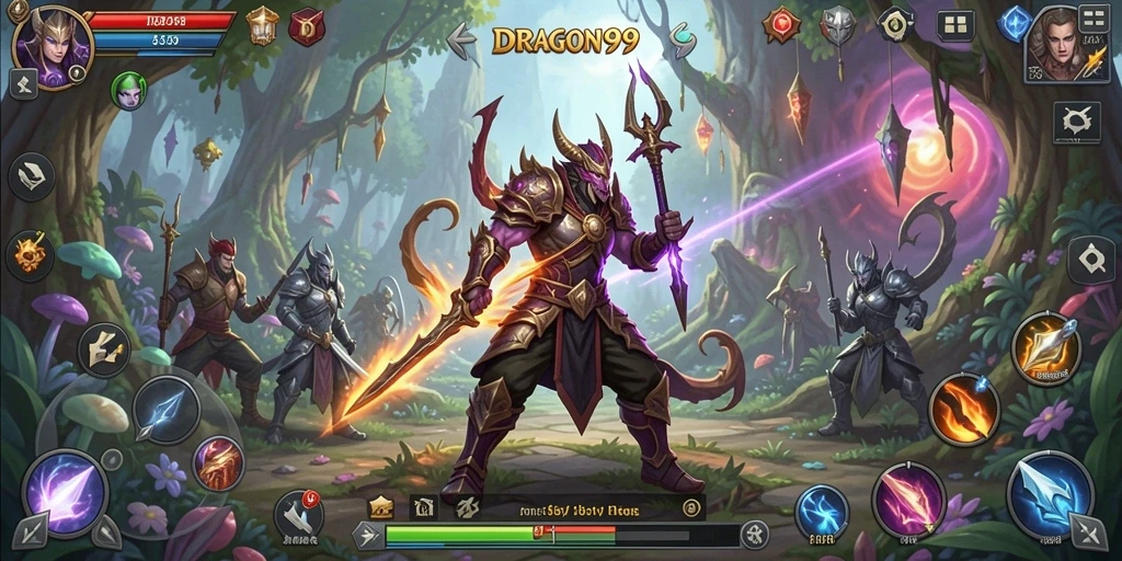 Tampilan gameplay epic di DRAGON99 dengan pertempuran strategis.