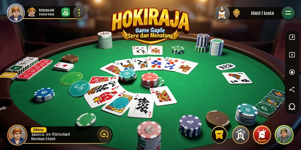 Screenshot utama HOKIRAJA menampilkan gameplay Gaple yang seru dan interaktif.