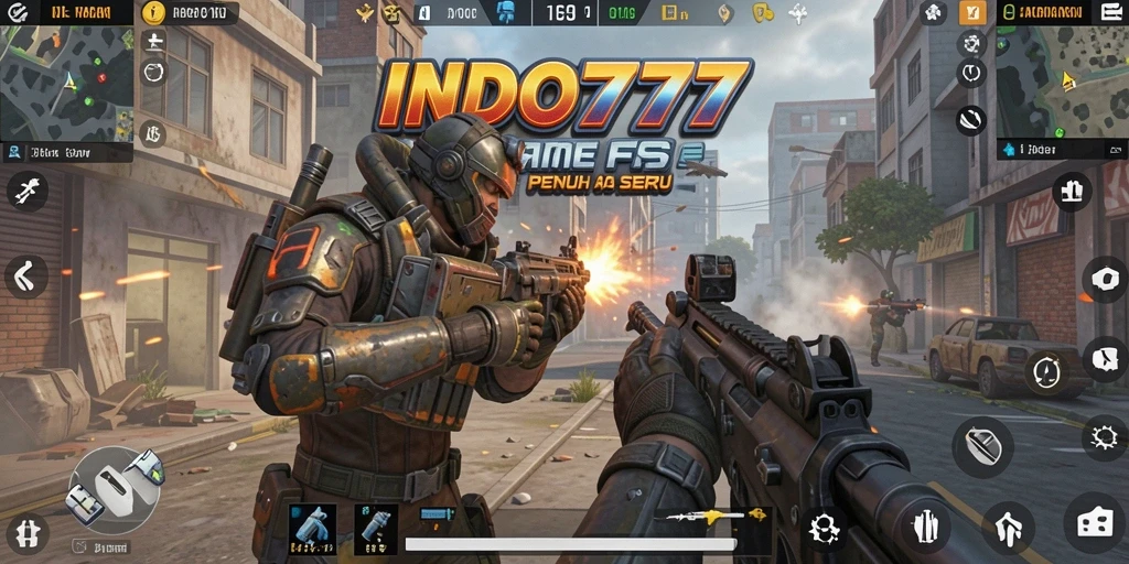 Screenshot INDO777 menunjukkan aksi epic di medan perang FPS.