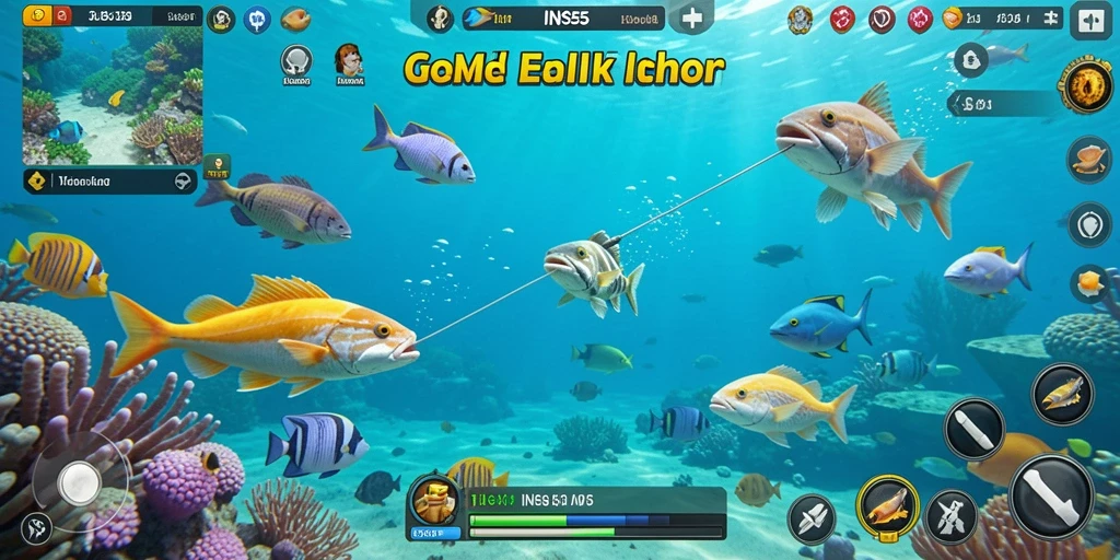 Tangkapan layar gameplay menampilkan aksi tembak ikan yang seru.