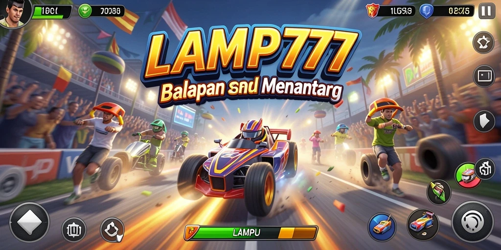 Screenshot gameplay LAMPU777 menampilkan balapan yang cepat dan mendebarkan.