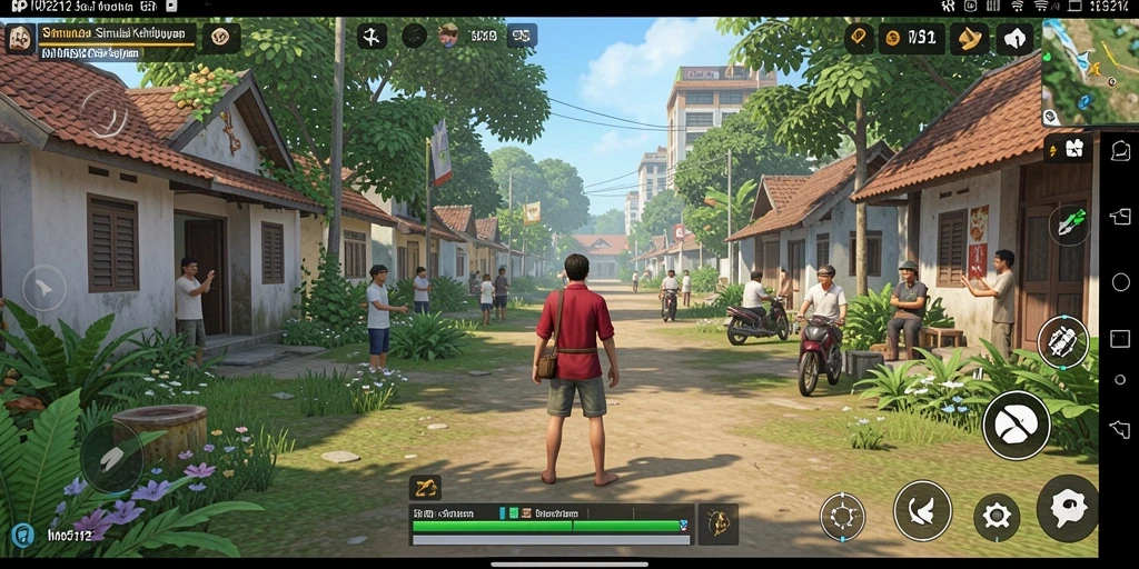 Screenshot MPO2121 menampilkan pemain berinteraksi di dunia simulasi yang penuh warna.