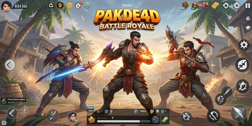 Tangkapan layar utama menunjukkan aksi mendebarkan dalam pertempuran Battle Royale.