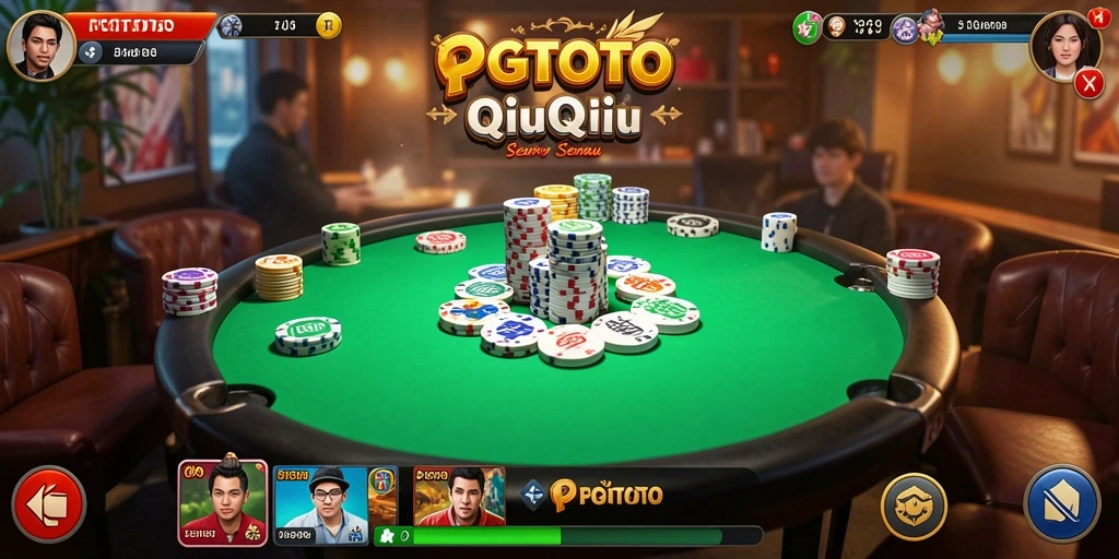 Tangkapan layar PGTOTO menampilkan aksi seru dalam permainan QiuQiu.