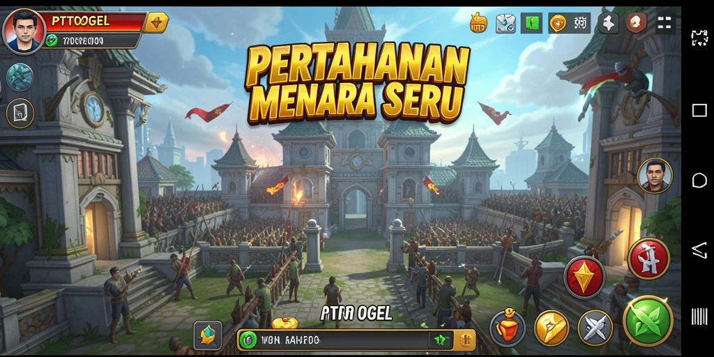Screenshot gameplay PTTOGEL menampilkan aksi menegangkan Tower Defense.