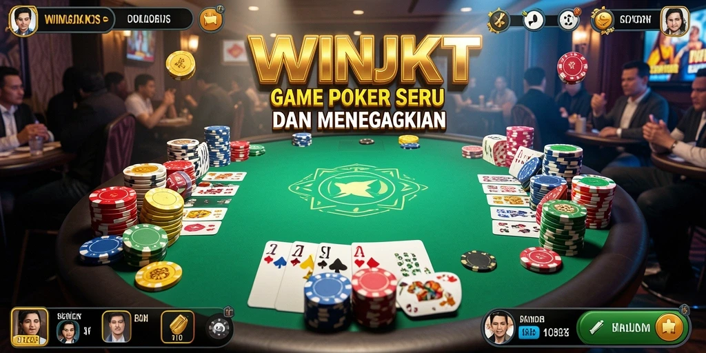 Screenshot gameplay WINJKT menampilkan aksi poker yang mendebarkan.